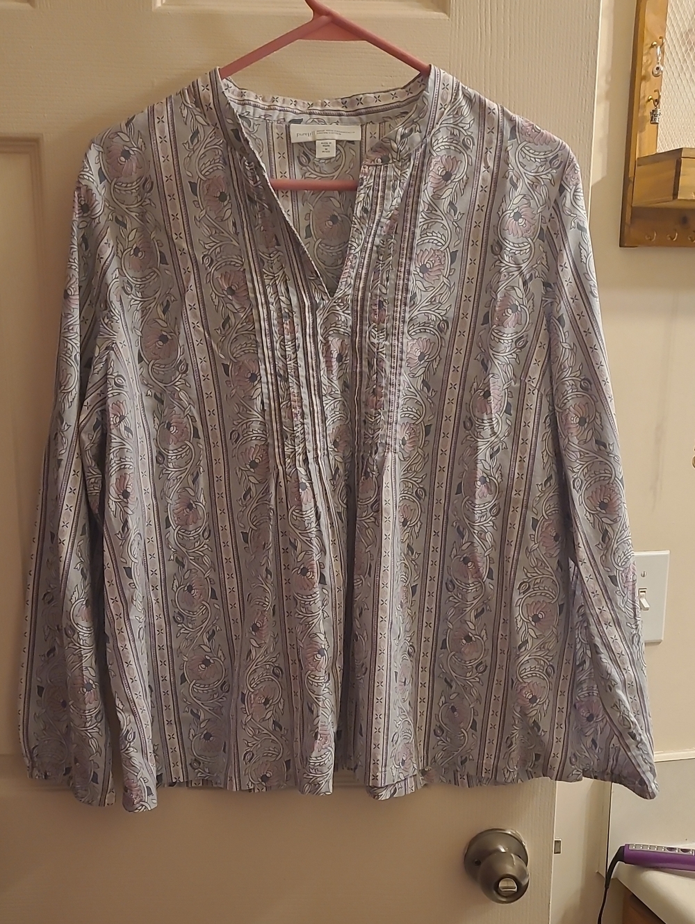 Light Purple Floral Stripe Women's Blouse